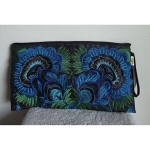 Sam Well Floral Clutch Black Blue Green Boho Purse Handbag Evening Bag Embroider